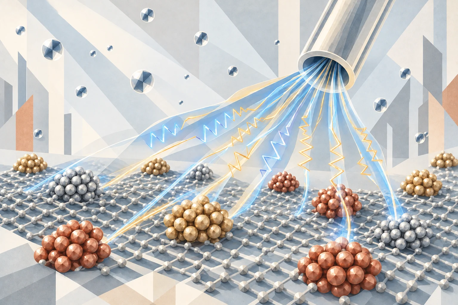 Art Deco–Cubist artwork of operando signals probing supported electrocatalysts