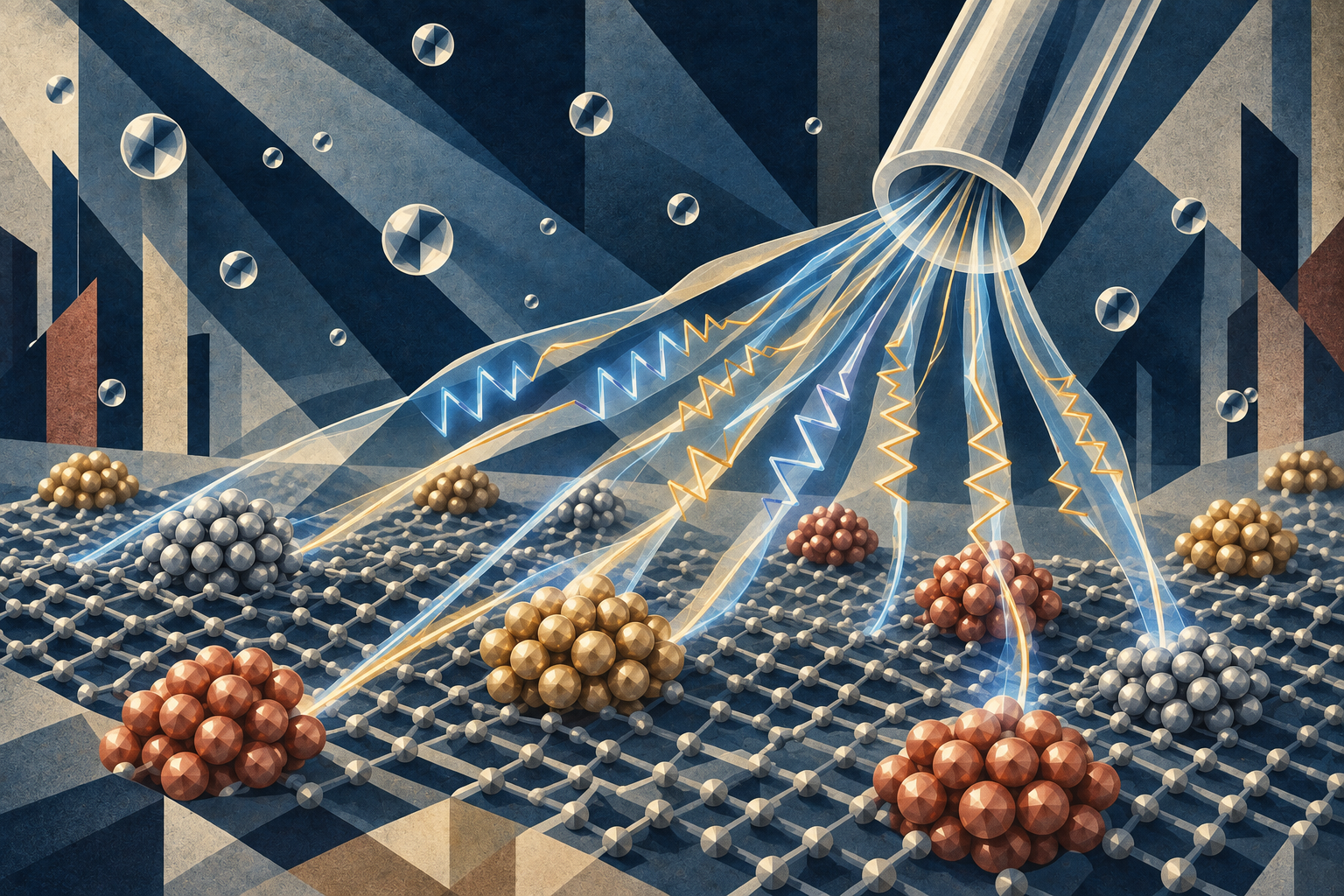 Art Deco–Cubist artwork of operando signals probing supported electrocatalysts