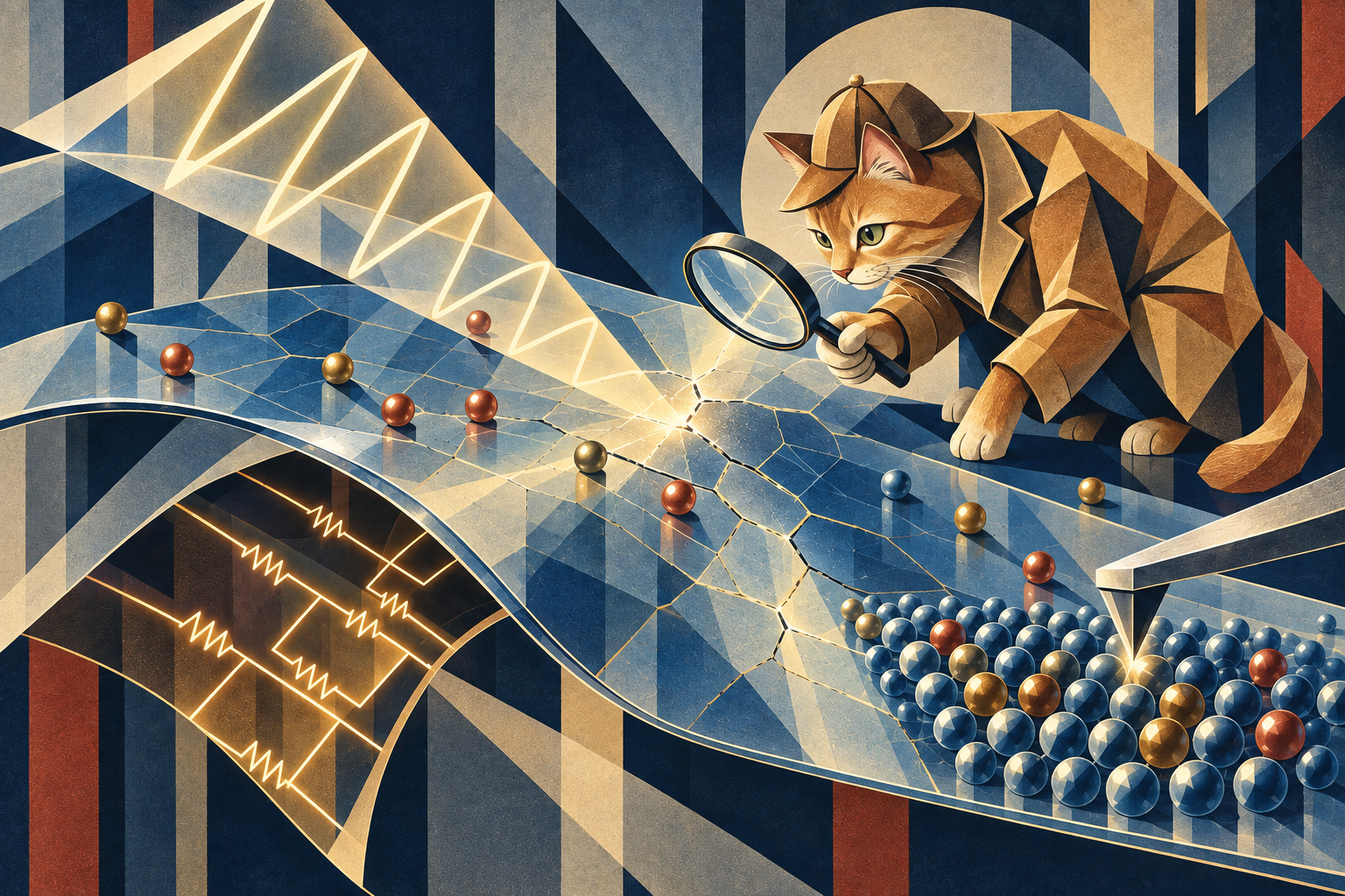 Art Deco–Cubist interpretation of the group’s Chemistry of Materials journal cover